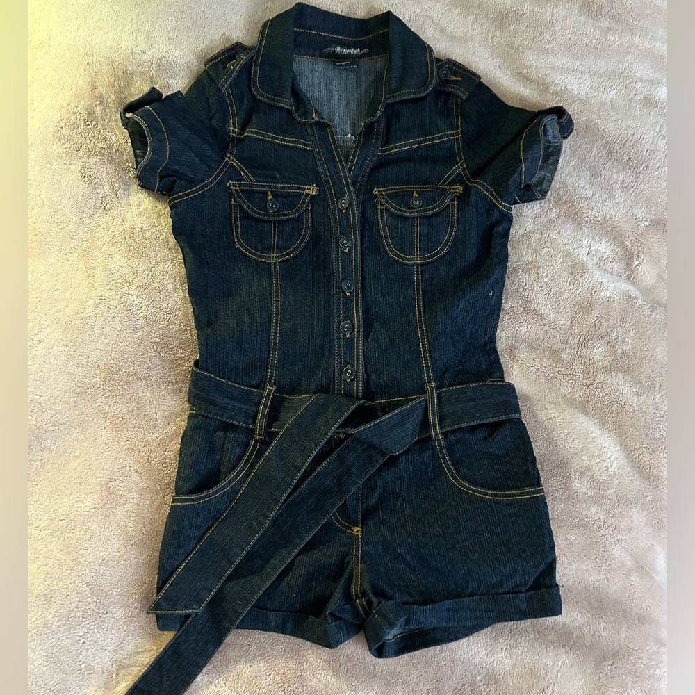 Denim jean jumpsuit y2k shorts